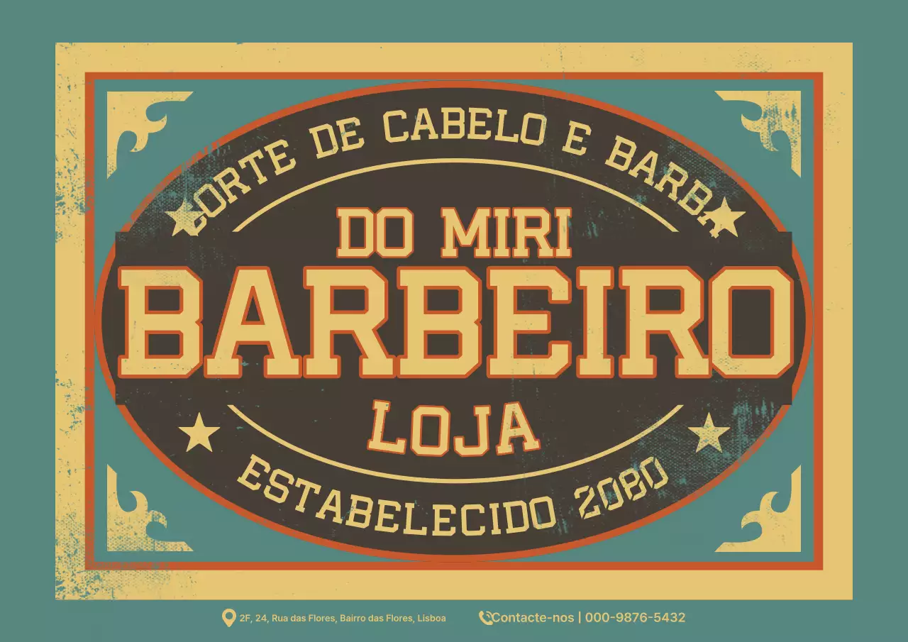 Anúncio de barbearia vintage cáqui