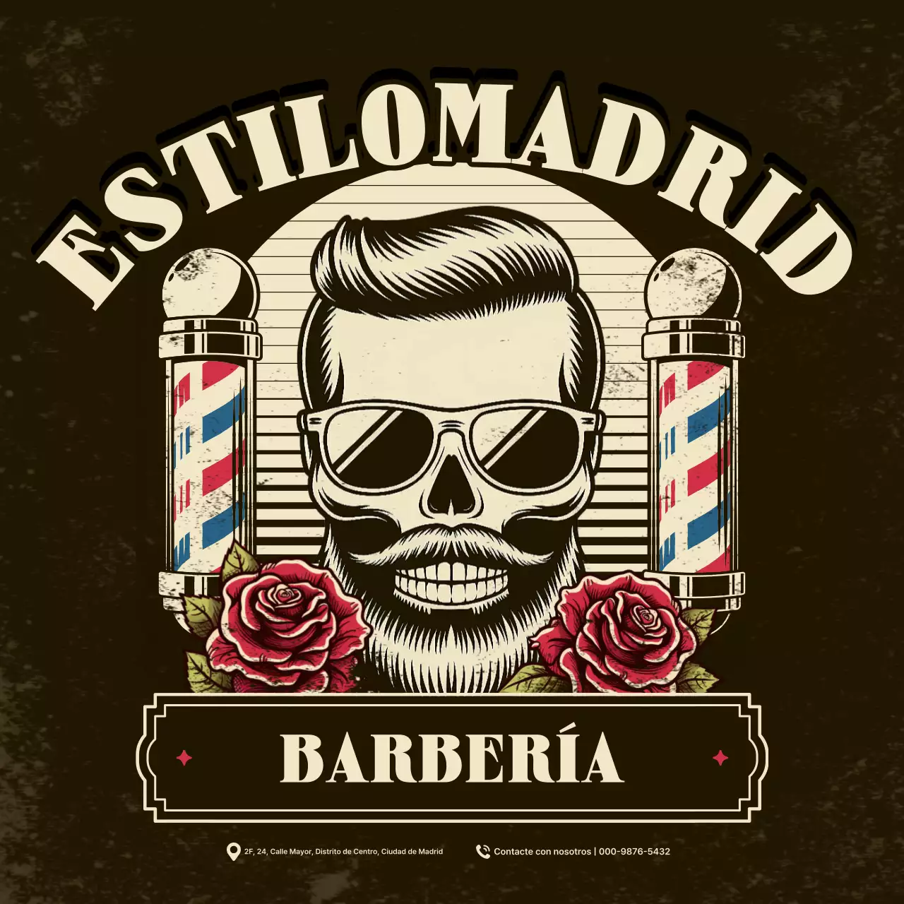 Anuncio vintage de barbería marrón
