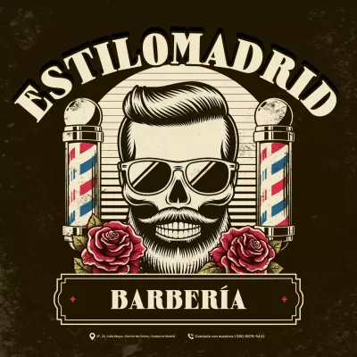 Anuncio vintage de barbería marrón