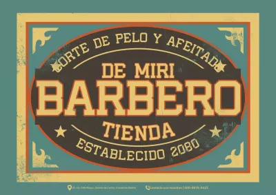 Anuncio de barbería vintage de color caqui