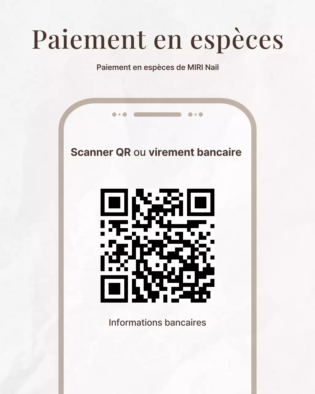 Un simple puzzle de publication Instagram de salon de manucure beige et marron.