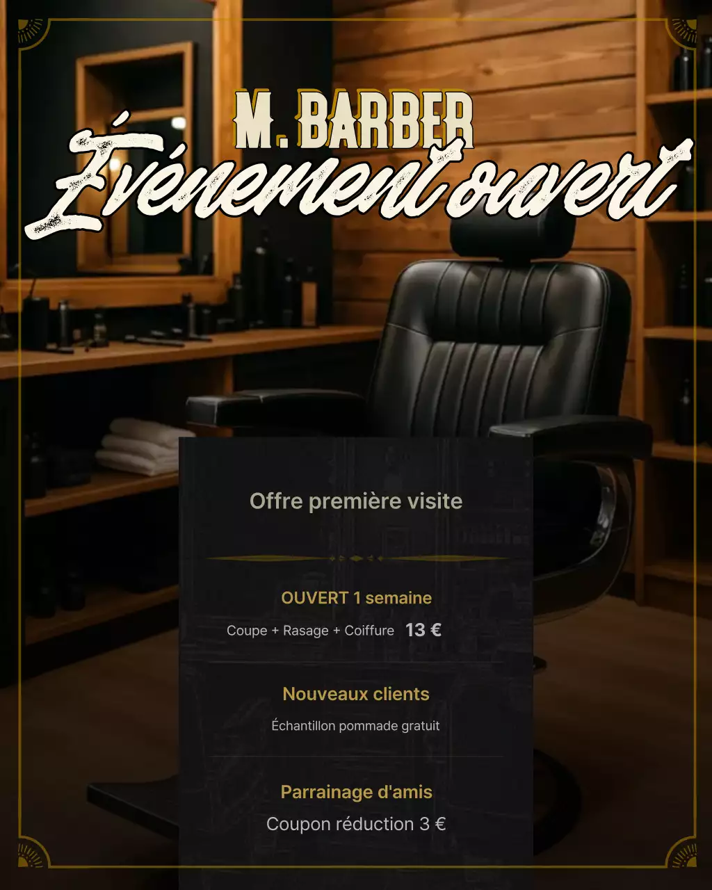 Design promotionnel de salon de coiffure vintage