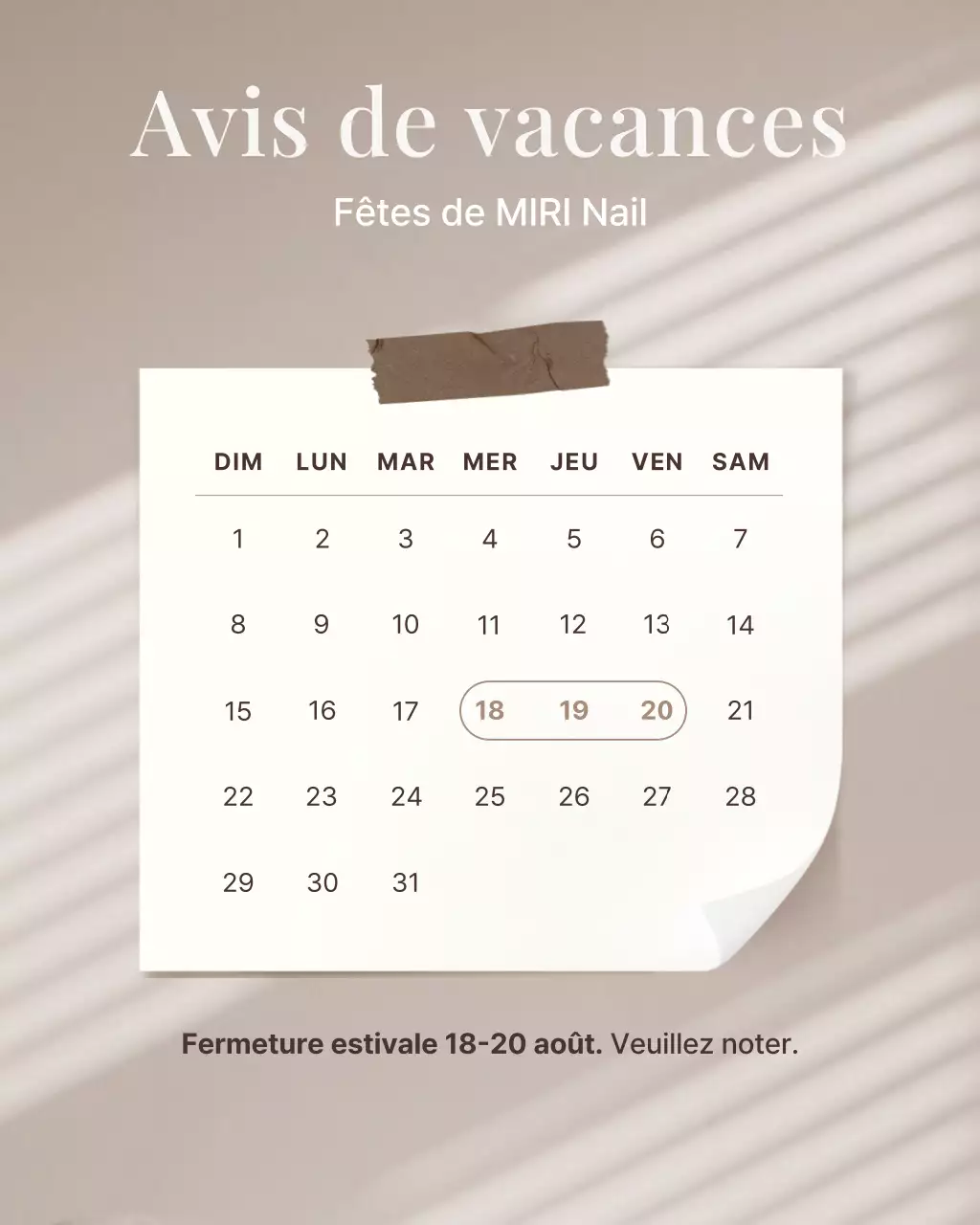 Un simple puzzle de publication Instagram de salon de manucure beige et marron.