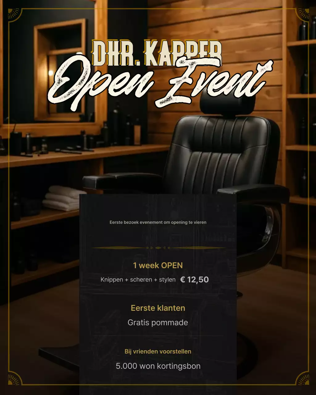 Vintage kapperszaak promotieontwerp