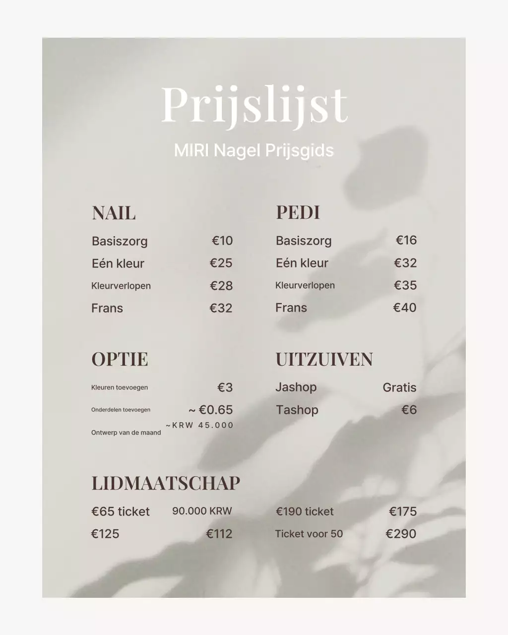 Een eenvoudige Instagram-puzzelpost over een beige en bruine nagelsalon.