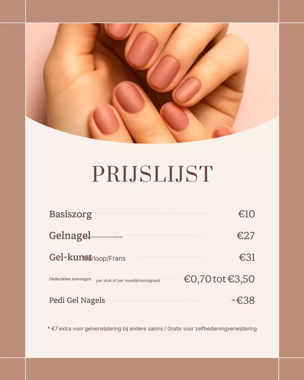 Bruine moderne nagelkunstpromotie