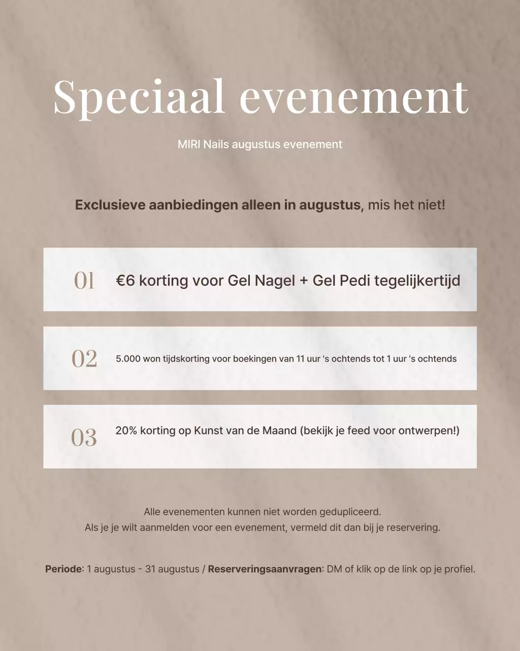 Een eenvoudige Instagram-puzzelpost over een beige en bruine nagelsalon.