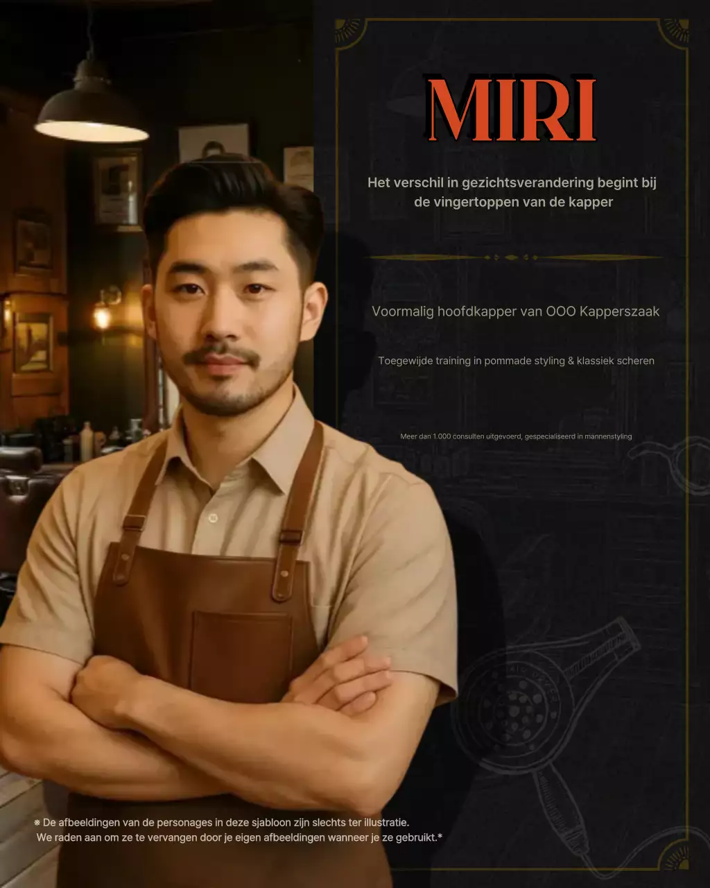 Vintage kapperszaak promotieontwerp