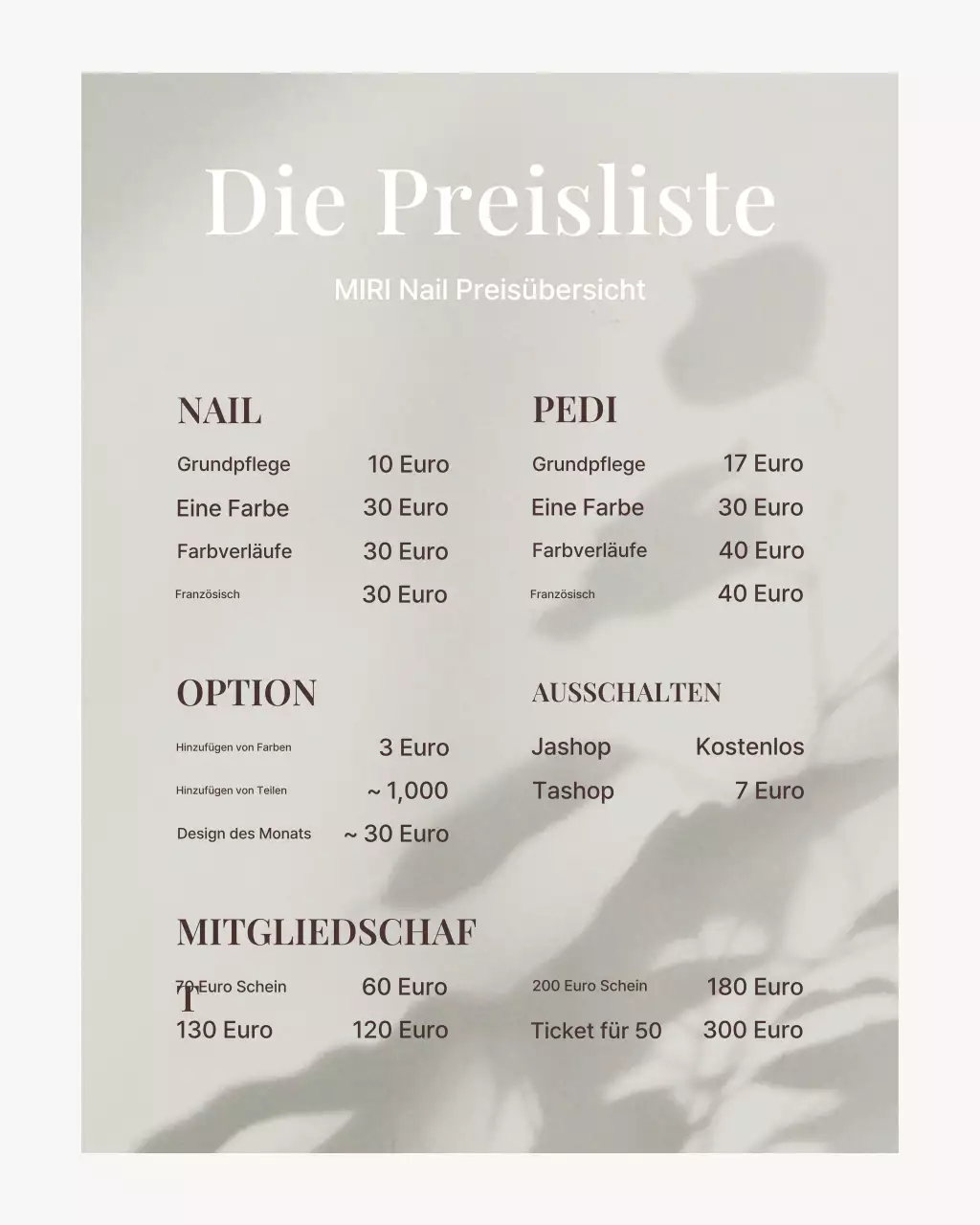 Ein einfacher beiger und brauner Instagram-Puzzle-Feed-Beitrag für ein Nagelstudio.