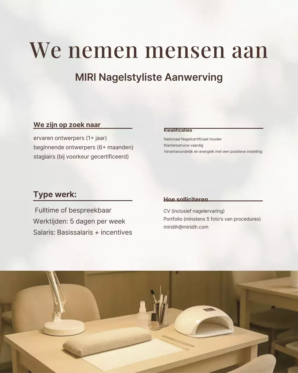 Een eenvoudige Instagram-puzzelpost over een beige en bruine nagelsalon.