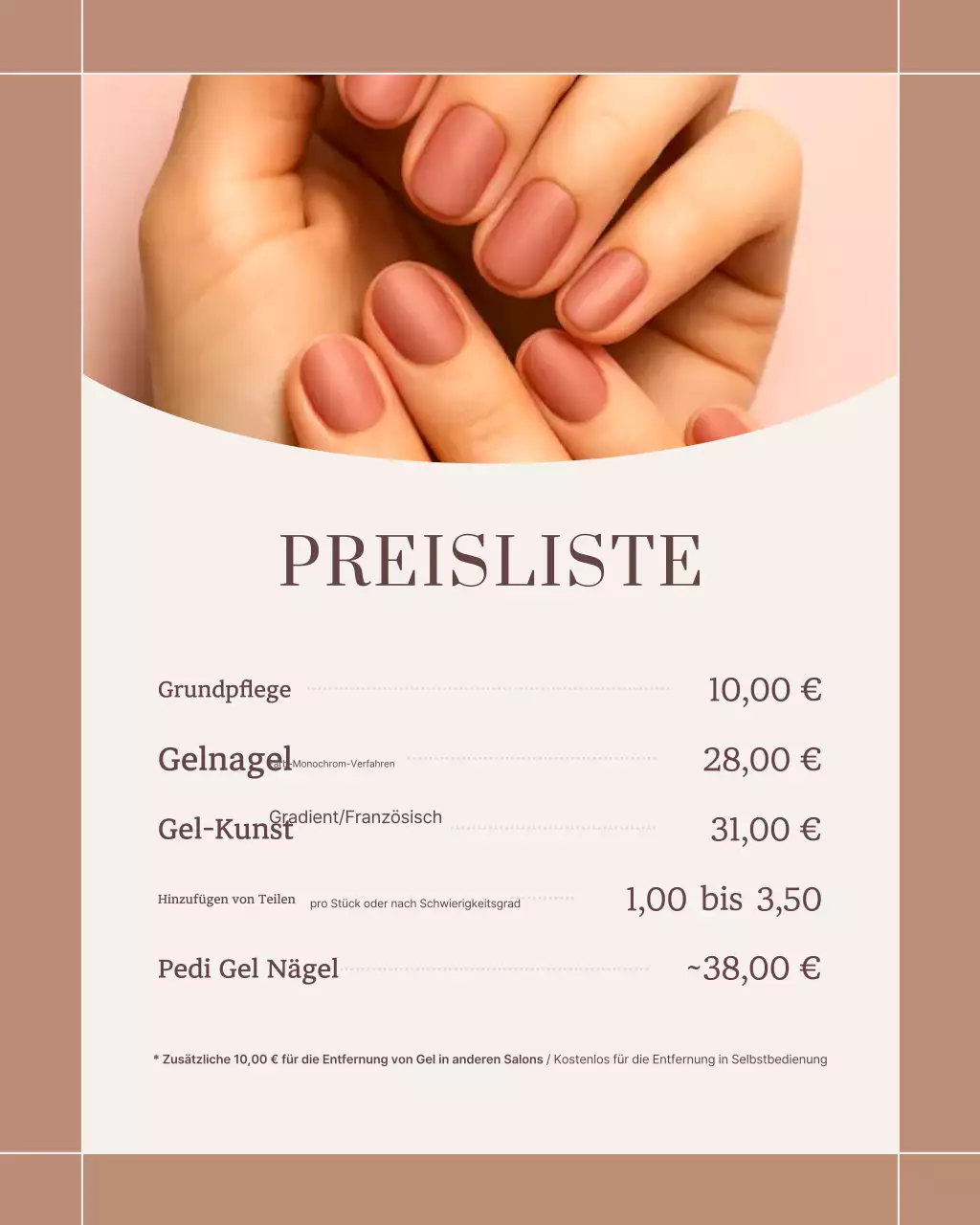 Braune moderne Nagelkunst-Aktion