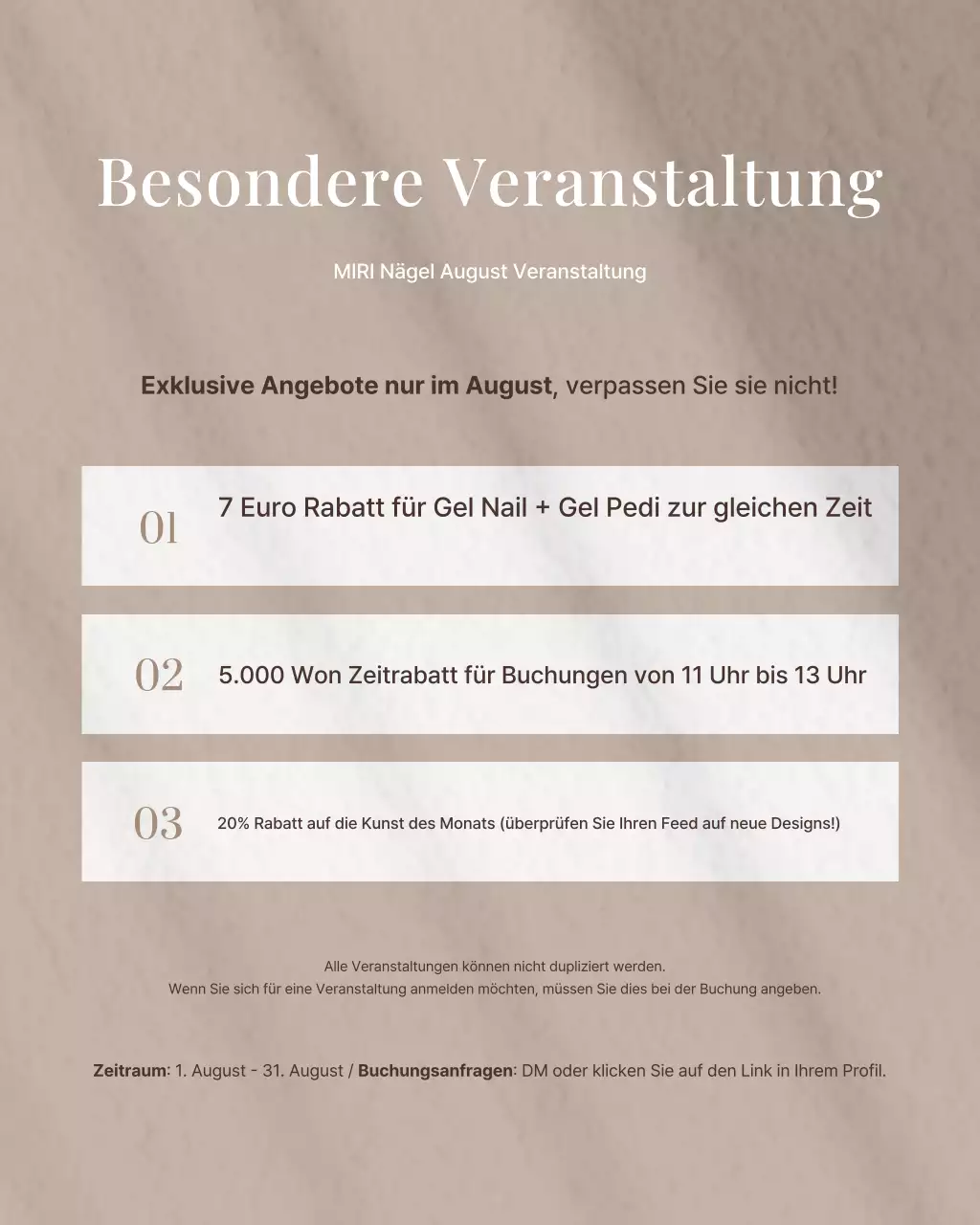 Ein einfacher beiger und brauner Instagram-Puzzle-Feed-Beitrag für ein Nagelstudio.