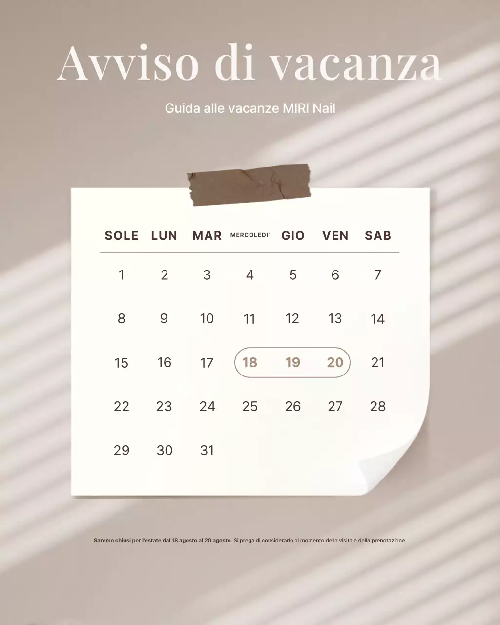 Un semplice post di Instagram con un puzzle dedicato a un salone di bellezza beige e marrone.