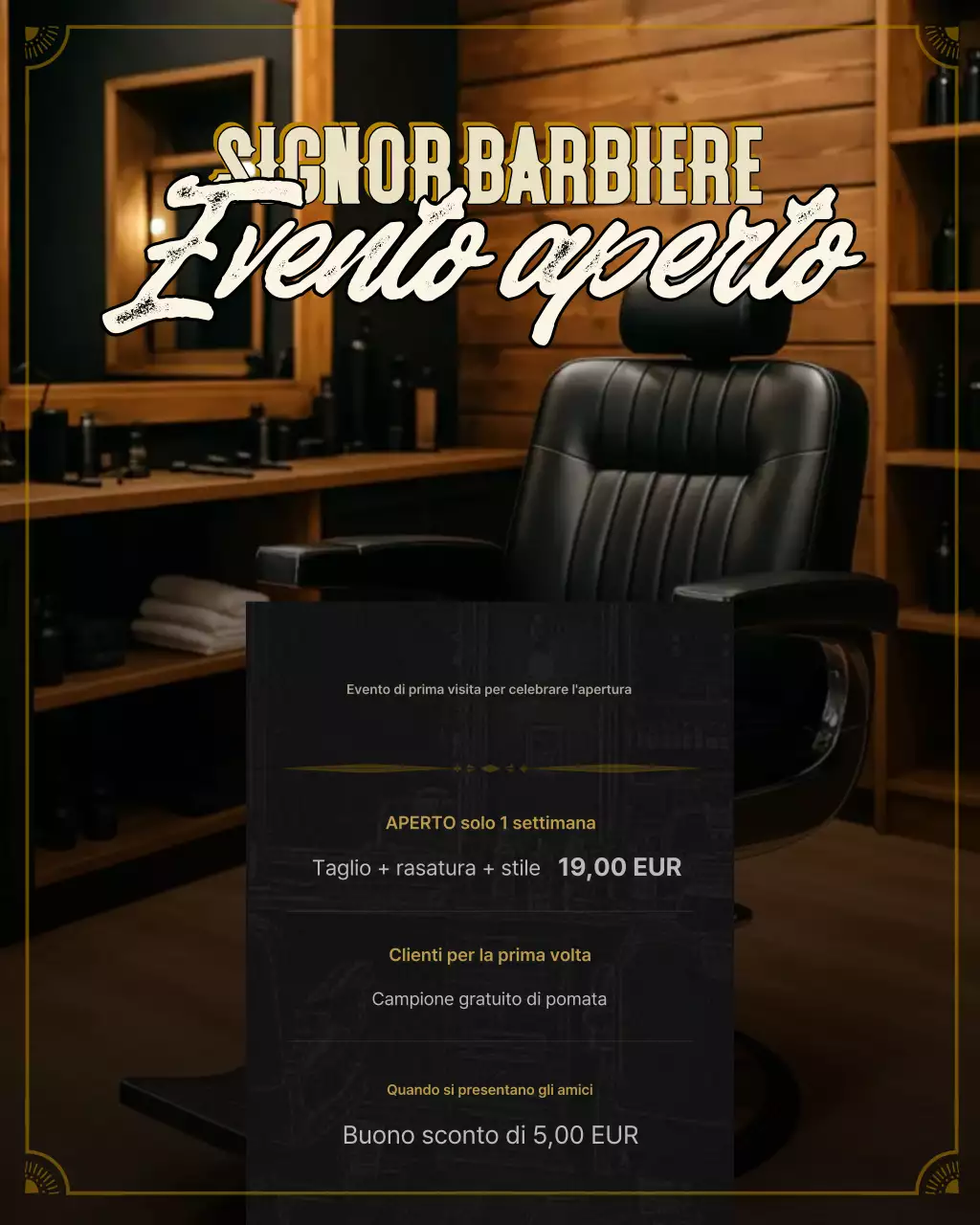 Design promozionale per barbiere d'epoca