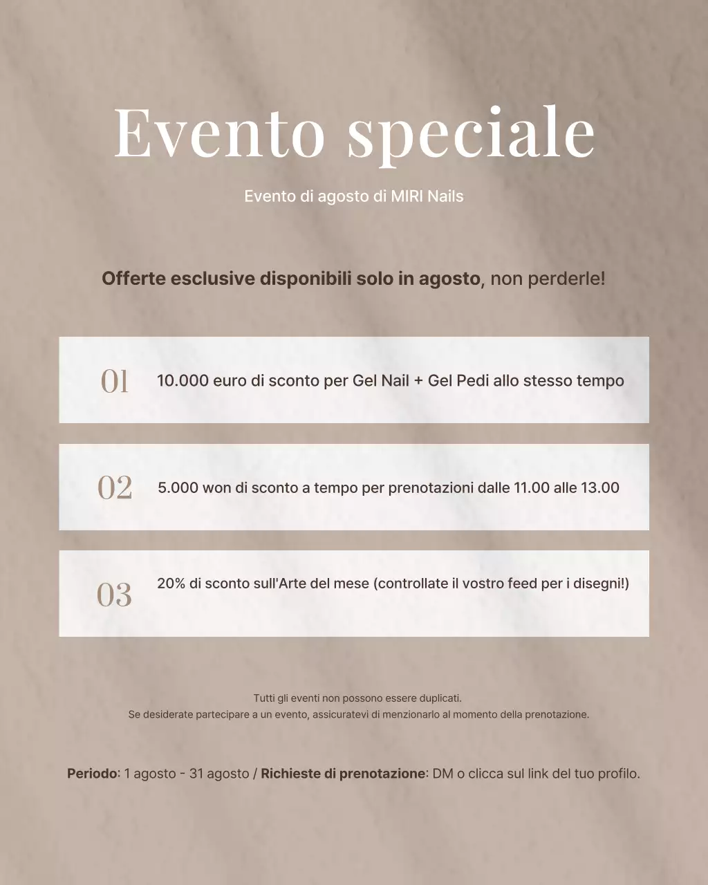 Un semplice post di Instagram con un puzzle dedicato a un salone di bellezza beige e marrone.