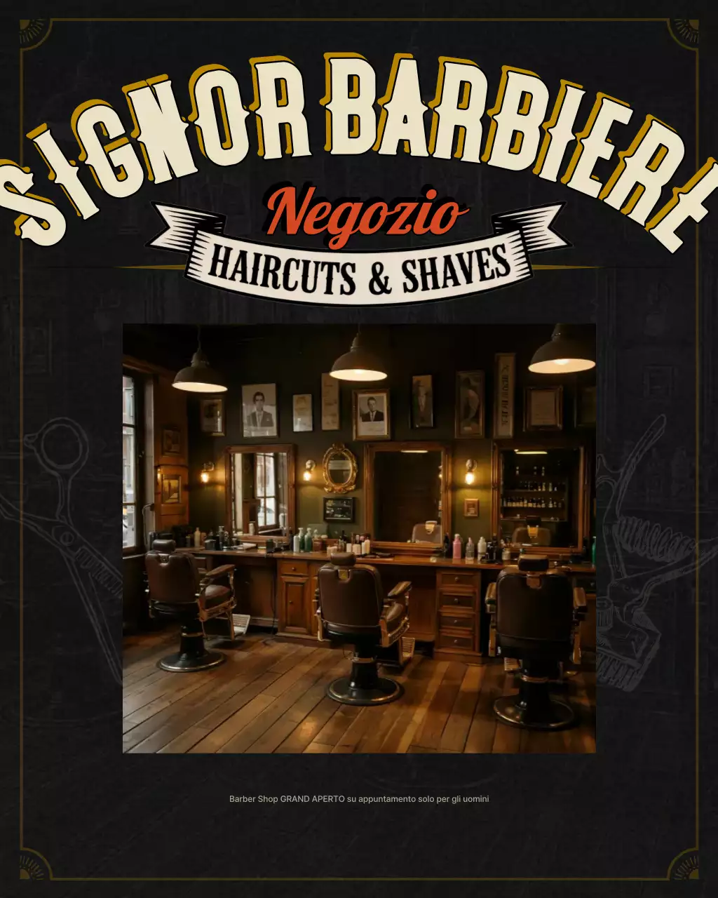 Design promozionale per barbiere d'epoca