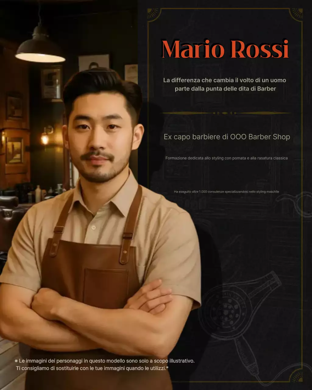 Design promozionale per barbiere d'epoca