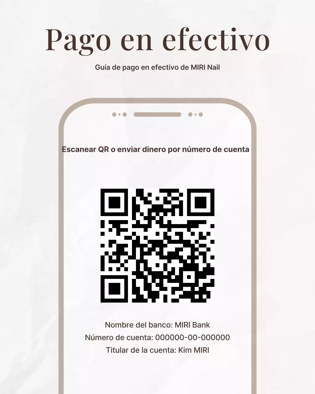 Una sencilla publicación de feed de rompecabezas de Instagram de un salón de uñas en tonos beige y marrón.