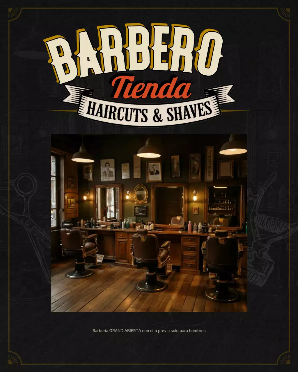 Diseño promocional de barbería vintage