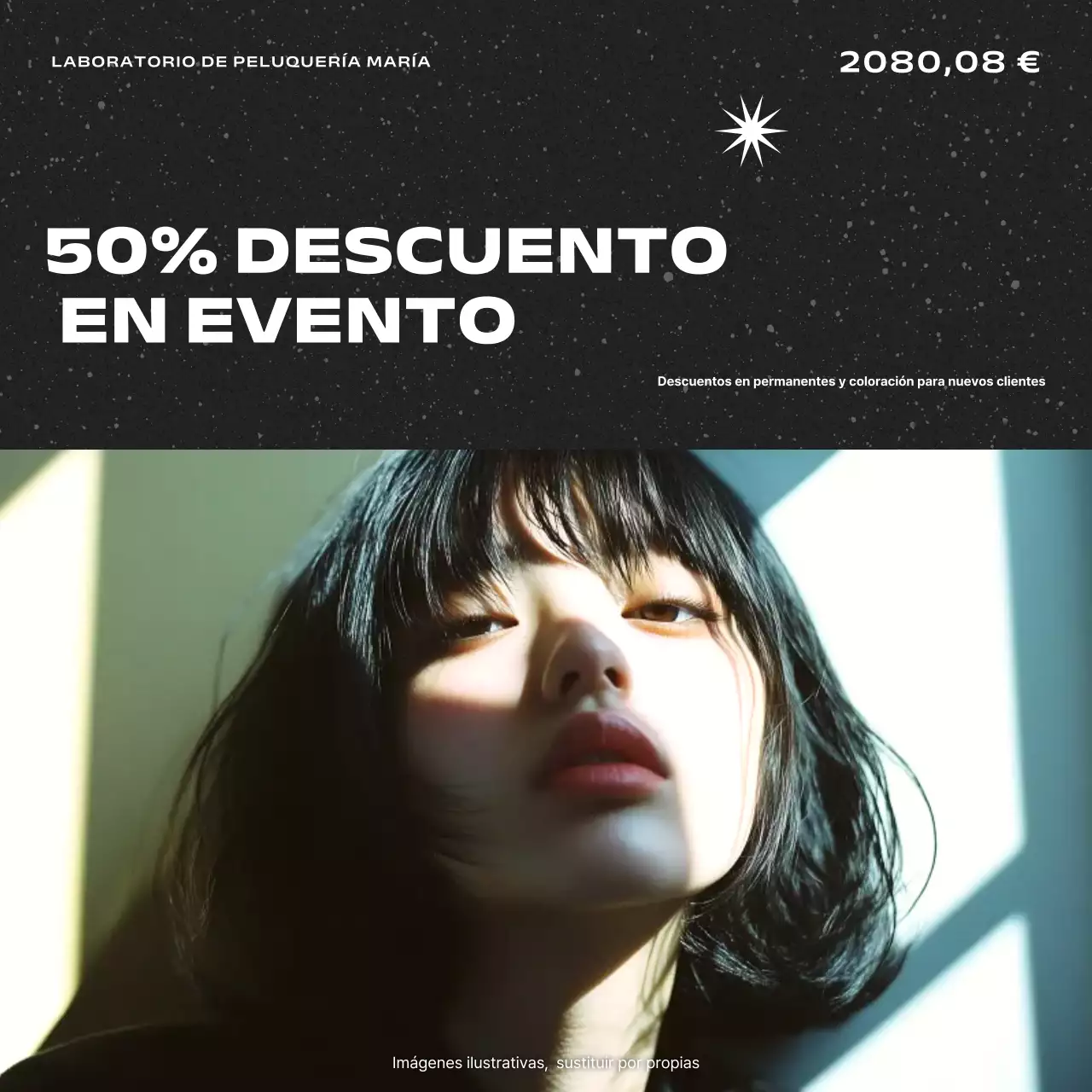 Evento de descuento en Black Modern Beauty Salon