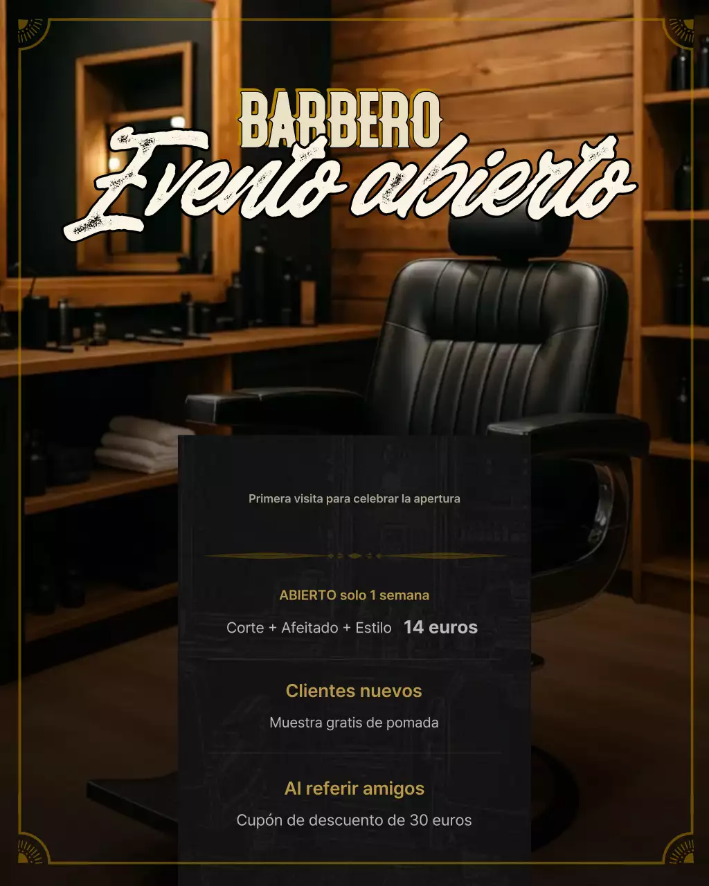 Diseño promocional de barbería vintage