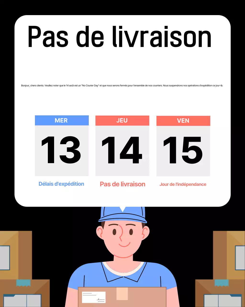 Informations sur le calendrier de livraison de Black Simple