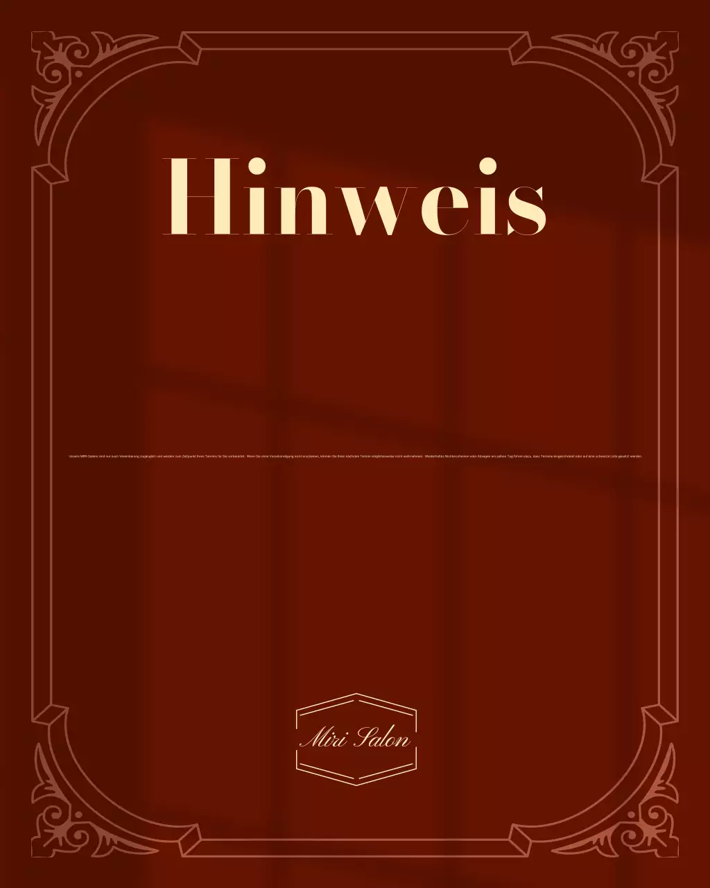 Brown Vintage Reservierungsinformationshinweis