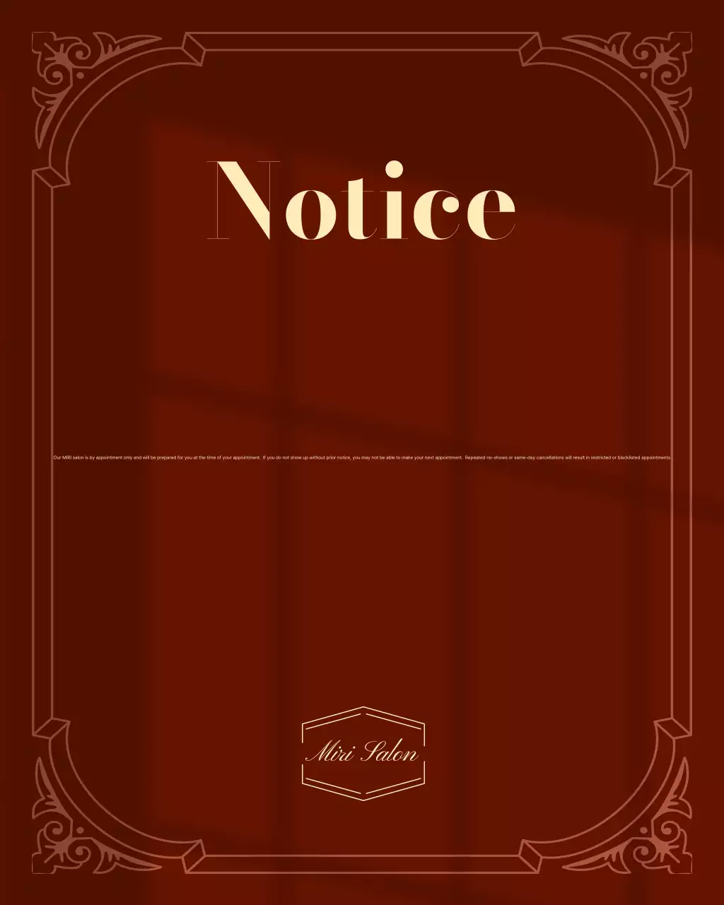 Brown Vintage Reservation Information Notice