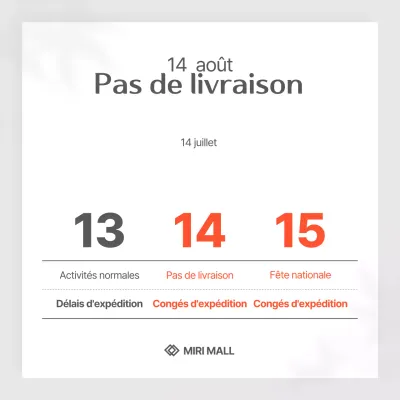 Informations sur le calendrier de livraison de Gray Basic