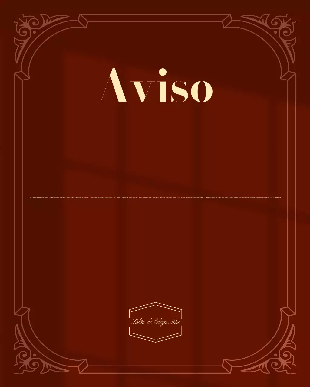 Aviso de informações de reserva do Brown Vintage