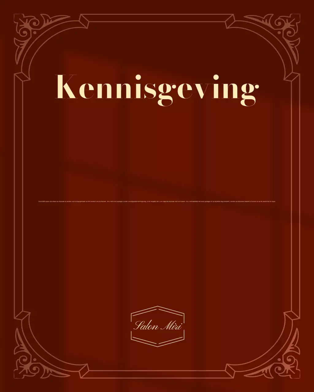 Informatiebericht over reserveringen in Brown Vintage