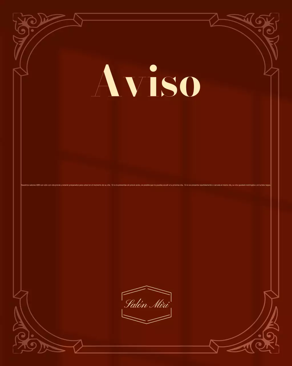 Aviso de información de reserva de Brown Vintage