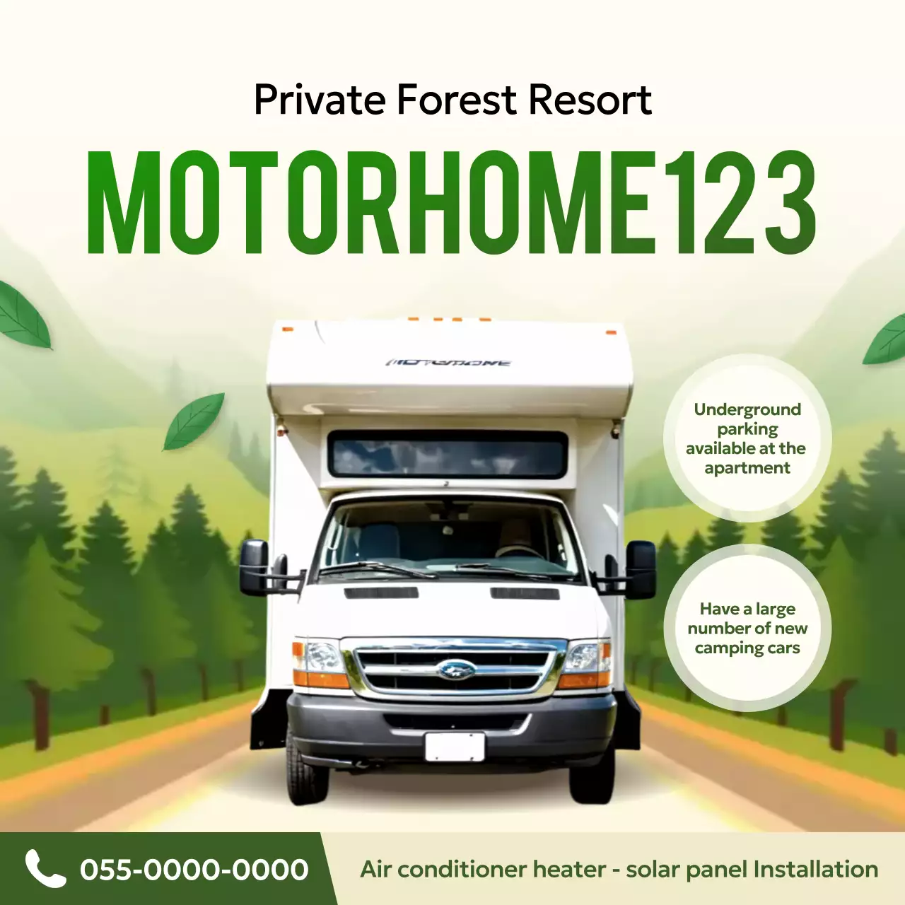 green modern motorhome promotion