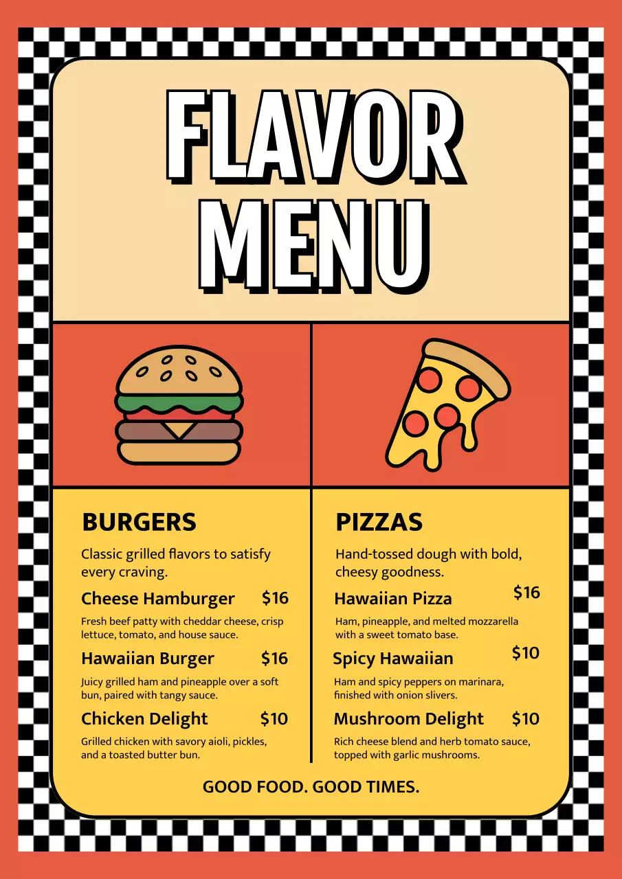 Orange Retro Food Menu Poster