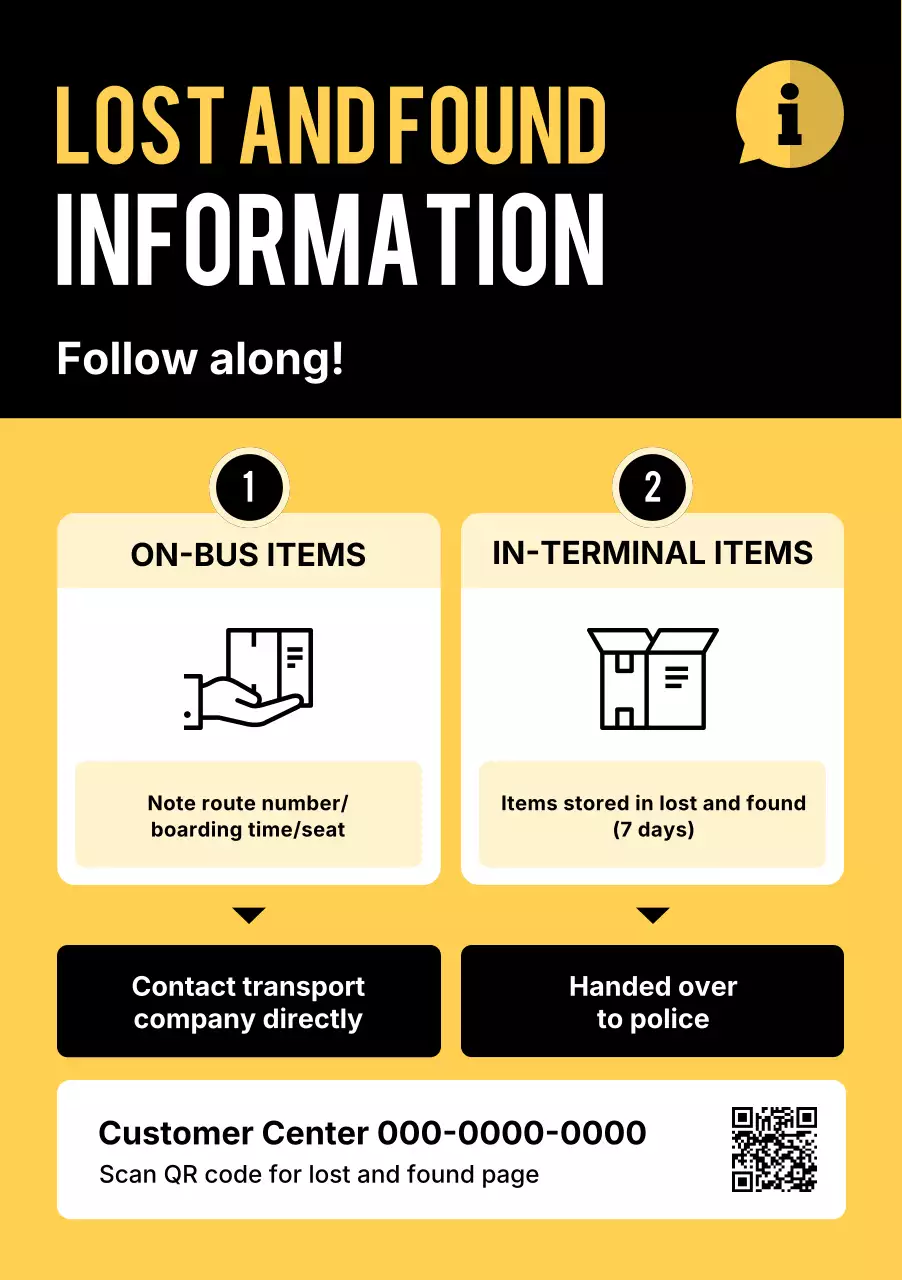 thông báo thất lạc hiện đại màu vàng