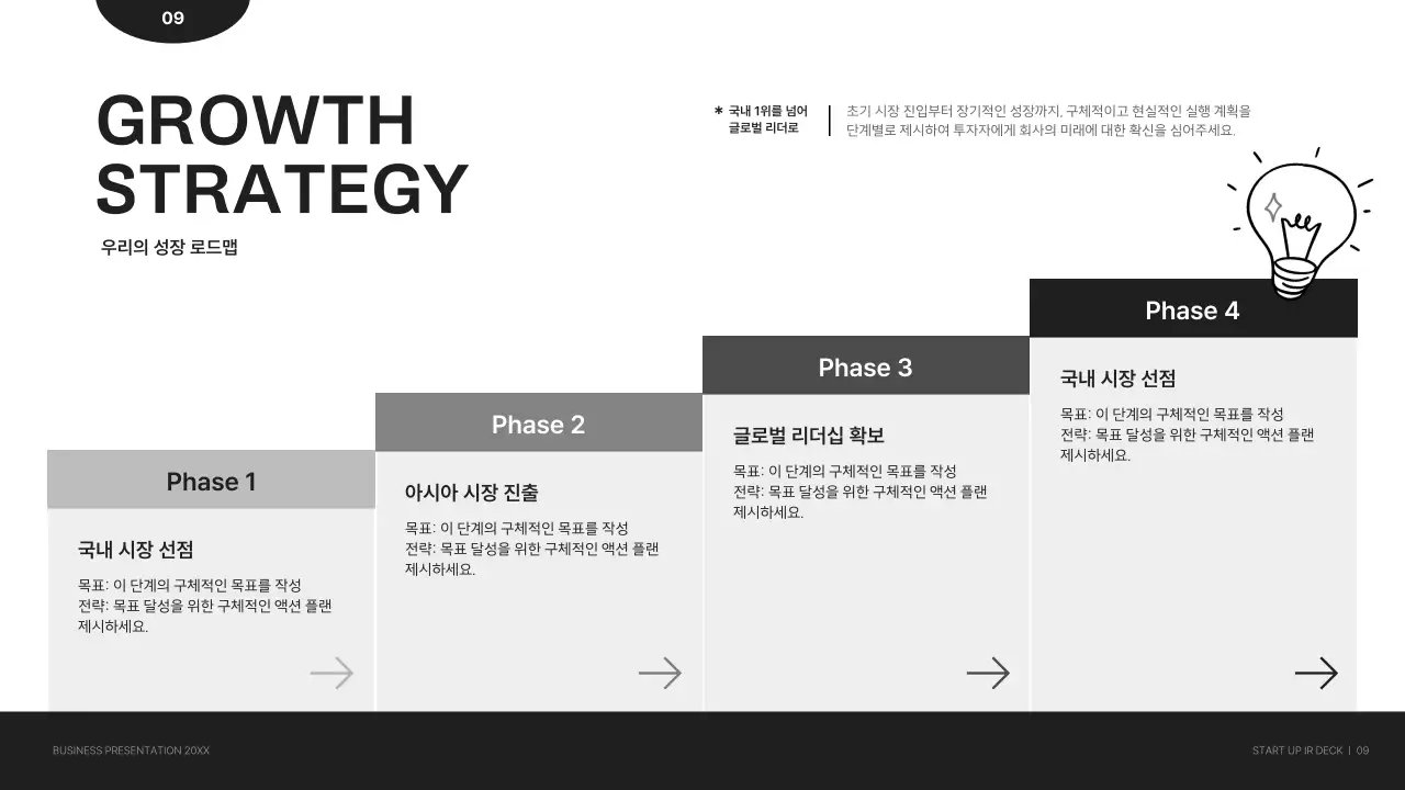 흑백 모던 비즈니스 설명 IR