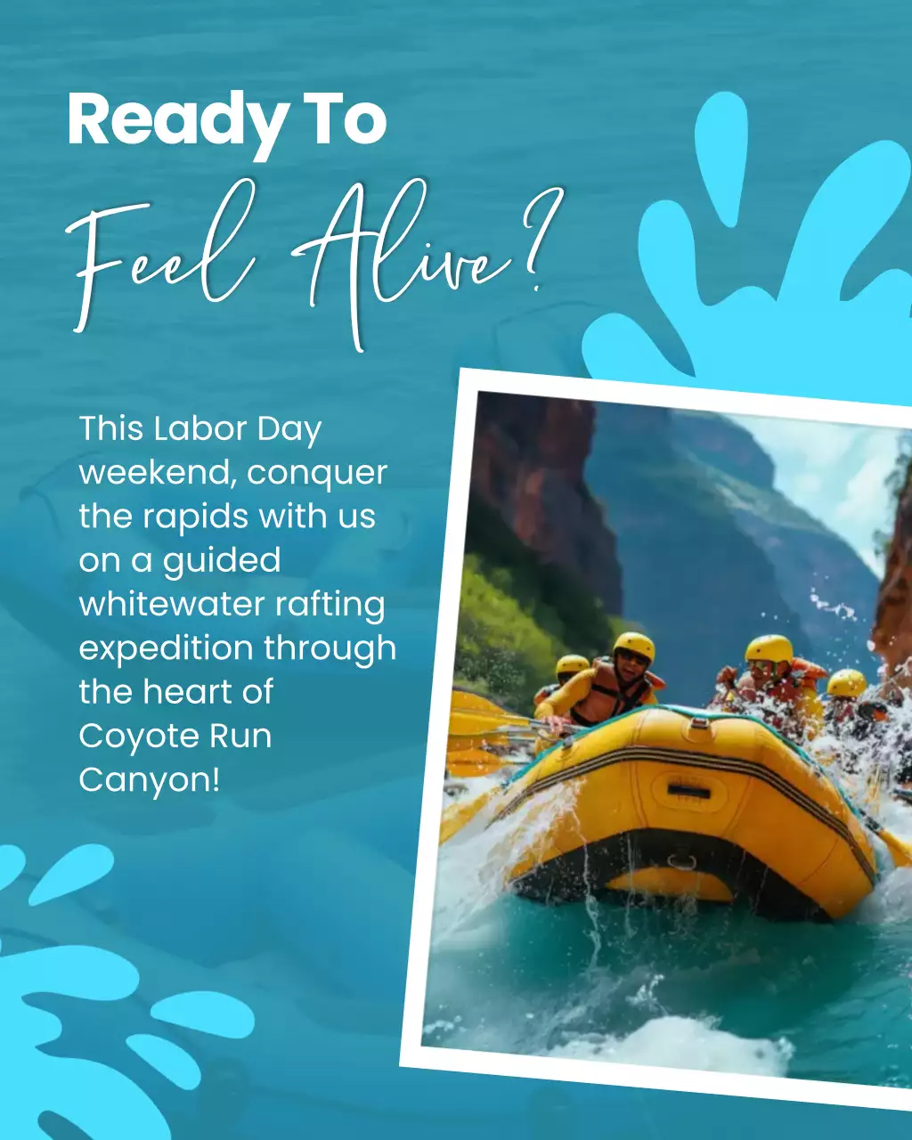 Blue White Wayer Rafting Weekend Social Media Templates Design