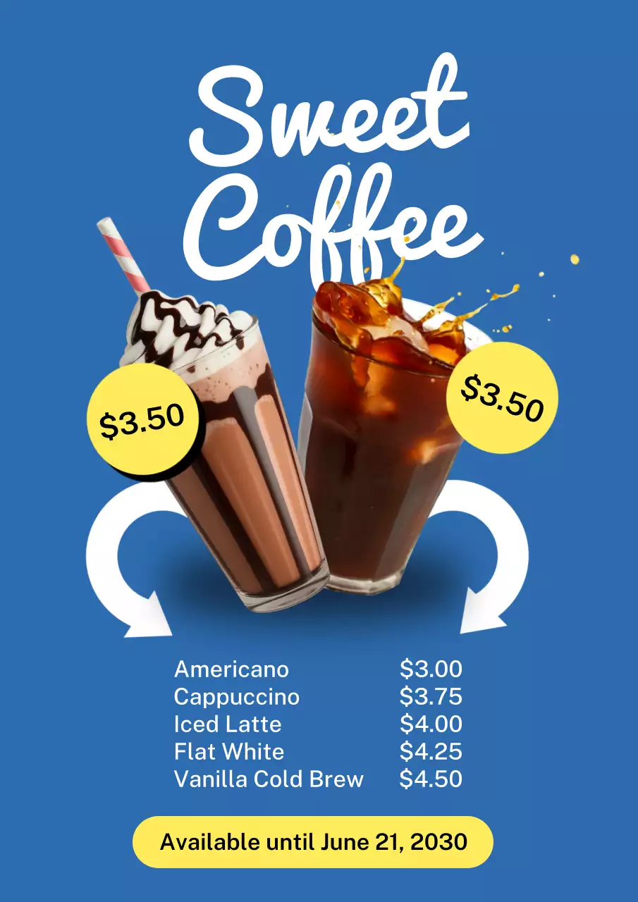Blue Modern Coffee Promotion Poster