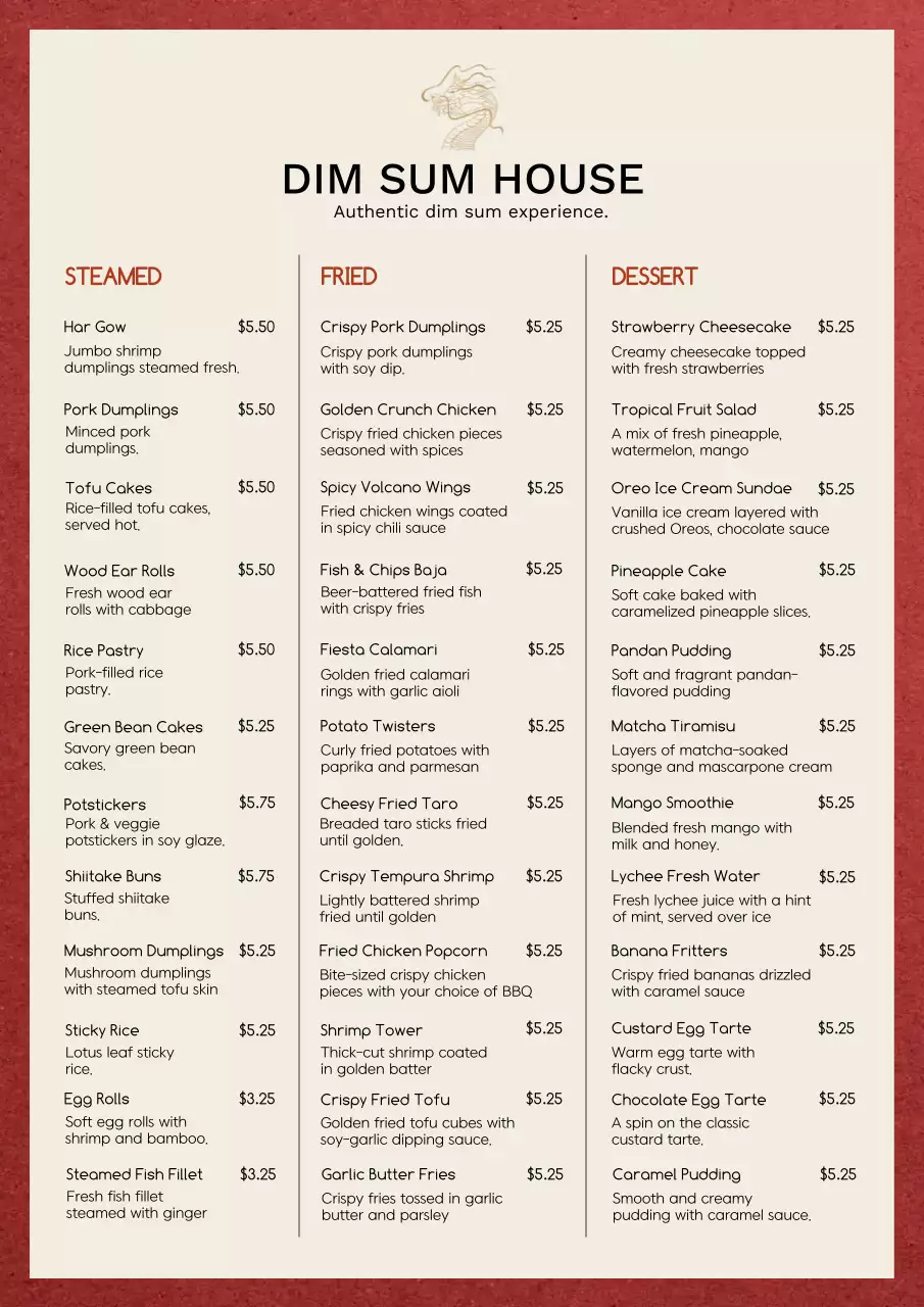 Beige Minimal Food Menu Poster