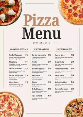 Beige Modern Pizza Menu Poster