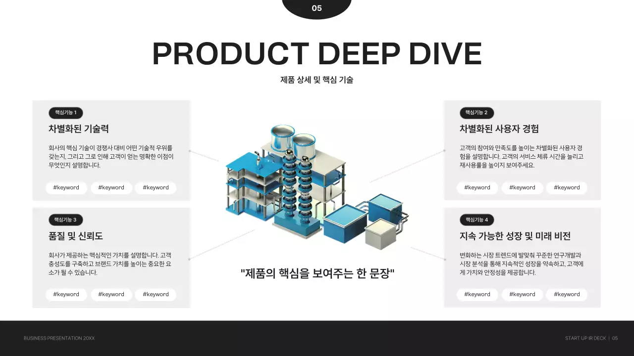 흑백 모던 비즈니스 설명 IR