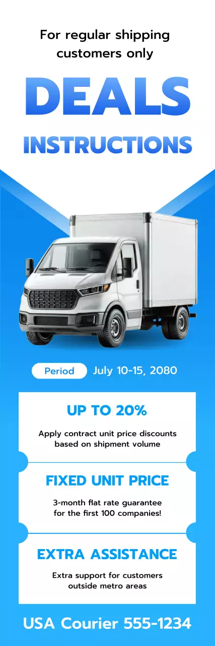 instruções de envio modernas em azul