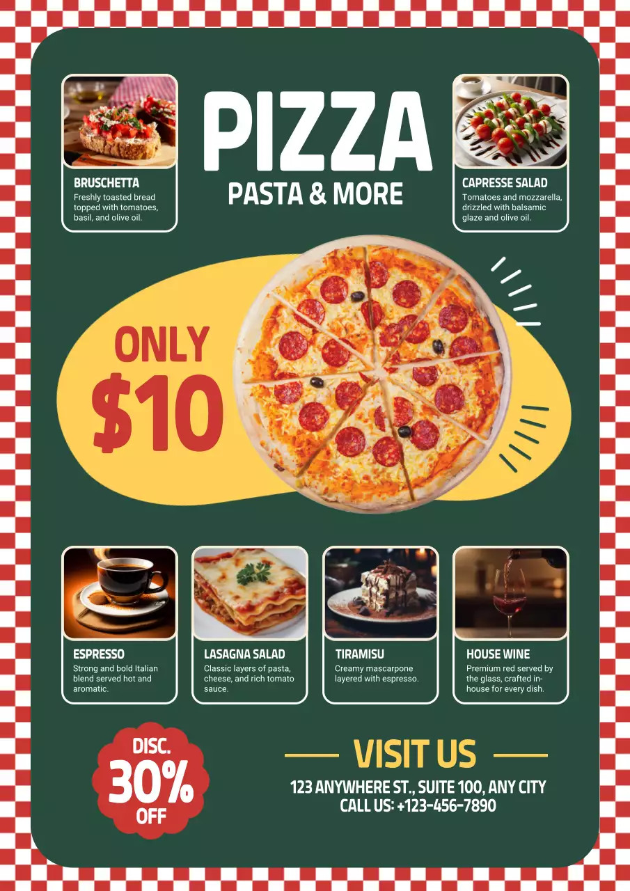 Green Retro Pizza Promotion Poster