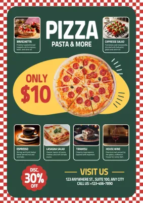 Green Retro Pizza Promotion Poster