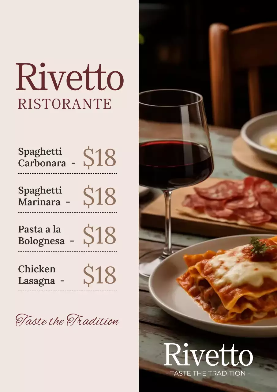 Beige Traditional Restaurant Menu Poster