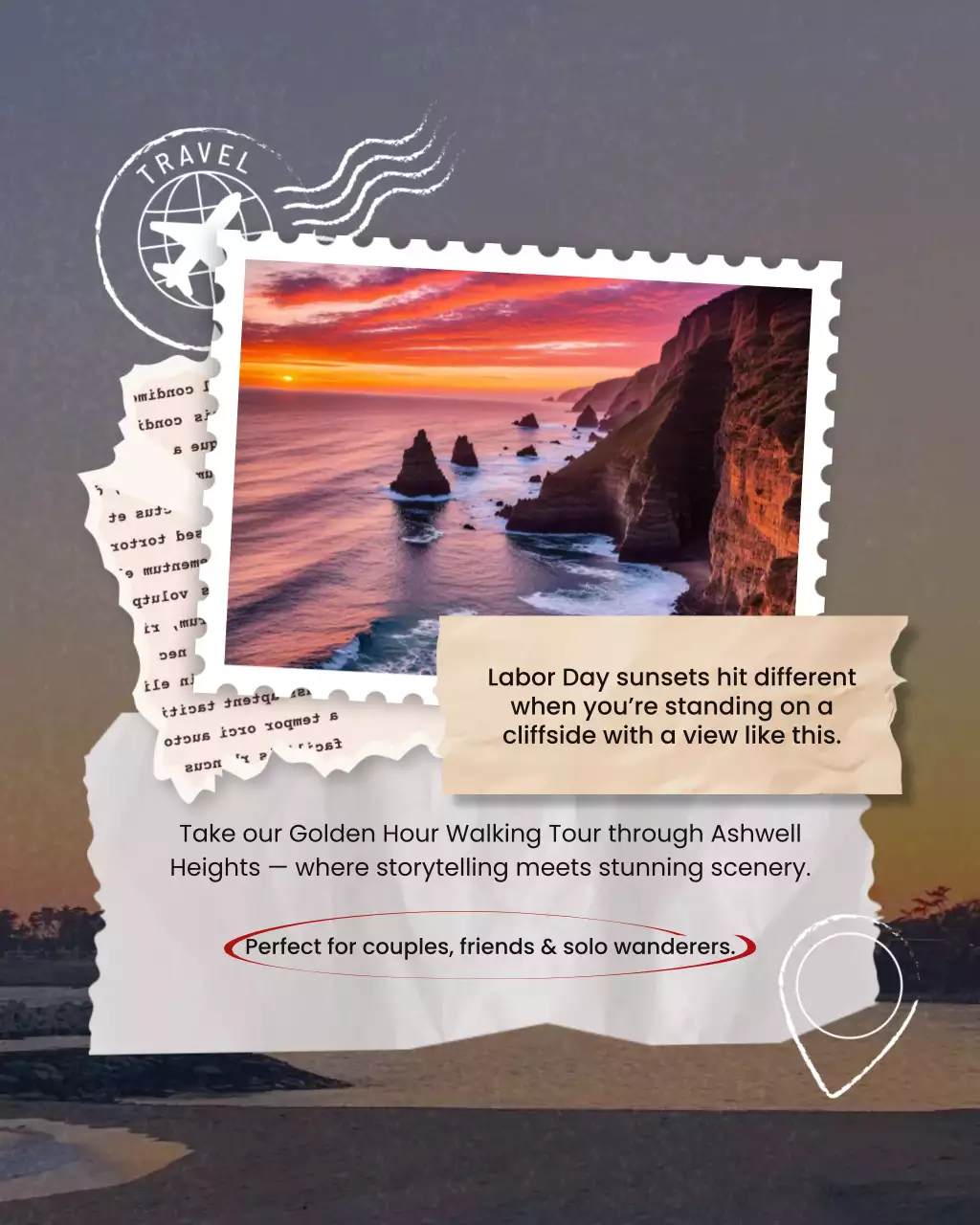 Beige and White Scrapbook Collage Labour Day Travel Instagram Carousel Post