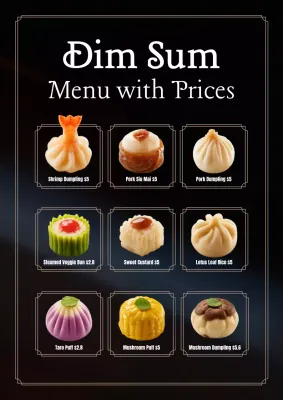 Black Traditional Dim Sum Menu Poster