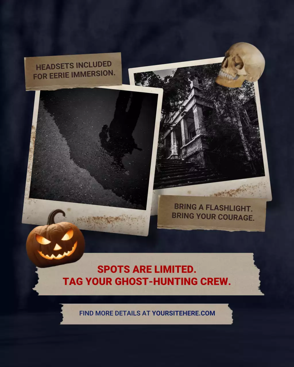 Black and Beige Rustic Scrapbook Labor Day Spooky Season Instagram Carousel Post