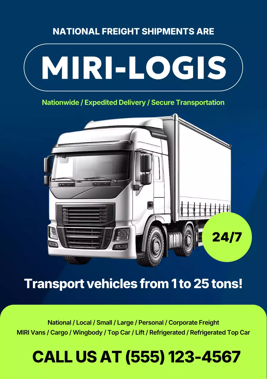 quảng cáo vận chuyển hàng hóa hiện đại màu xanh