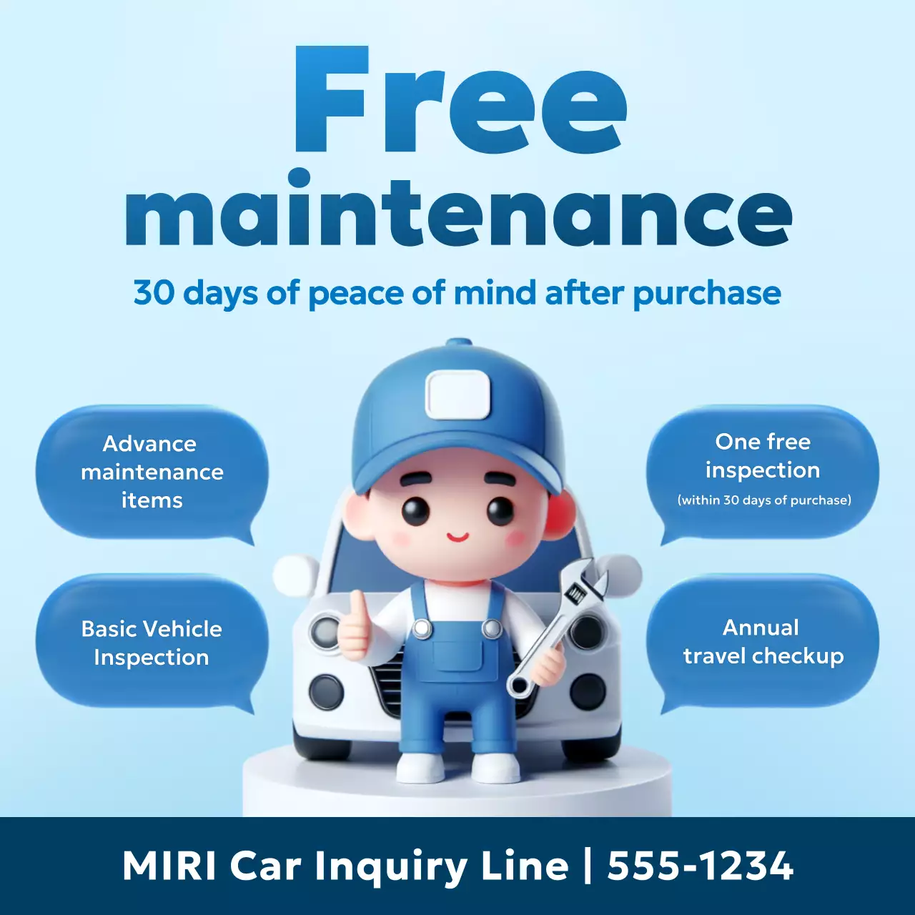 promosi kendaraan modern berwarna biru